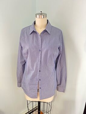 Worthington Blue and White Pinstripe Button-Down Shirt size 6